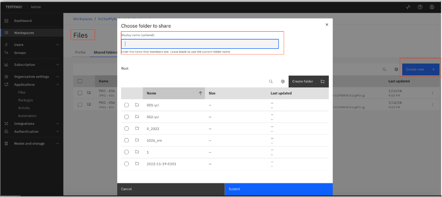Creating a shared folder